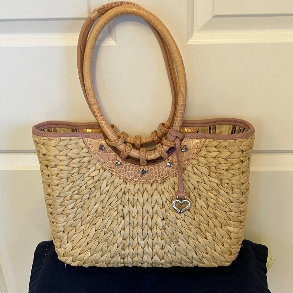 Brighton Dusty Rose Woven Tote with Heart Accent